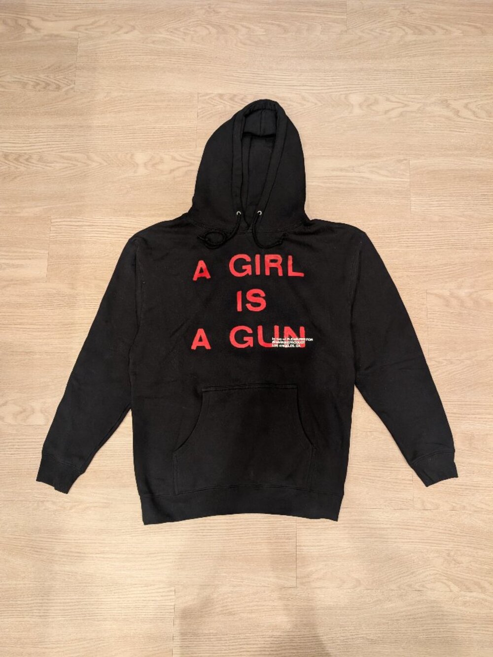 Pleasures 'A Girl Is A Gun' Hoodie Size L | Black Pullover Streetwear